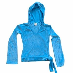 Icy Blue Tommy Hilfiger Velour Hooded Sweater